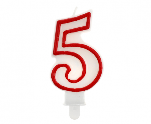 Цифровая свеча &quot;5&quot;, красный контур, 7 см.