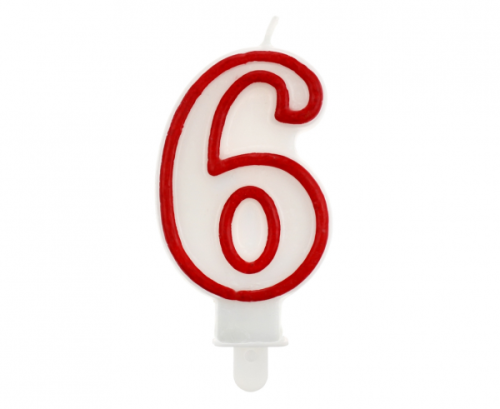 Цифровая свеча &quot;6&quot;, красный контур, 7 см.