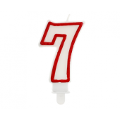 Ciparu svece &quot;7&quot;, sarkana kontūra, 7 cm