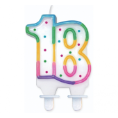 Dzimšanas dienas svece ar punktiem &quot;18&quot;, 8 cm