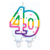 Dzimšanas dienas svece ar punktiem &quot;40&quot;, 8 cm