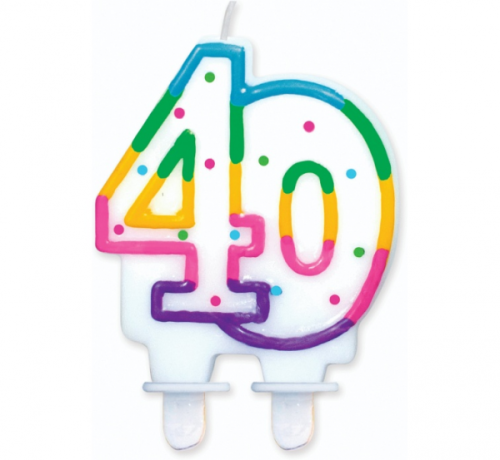 Dzimšanas dienas svece ar punktiem &quot;40&quot;, 8 cm