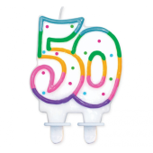Dzimšanas dienas svece ar punktiem &quot;50&quot;, 8 cm