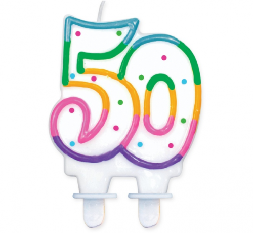 Dzimšanas dienas svece ar punktiem &quot;50&quot;, 8 cm