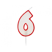 Свеча блеск с цифрой &quot;6&quot;, красный цвет, 6 см.