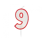 Свеча блеск с цифрой &quot;9&quot;, красный контур, 6 см.