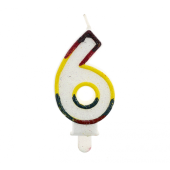 Glitter candle with digit "6"