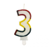 Mirdzoša svece ar ciparu &quot;3&quot;