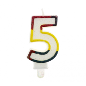 Свеча с блестками с цифрой &quot;5&quot;