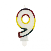 Glitter candle with digit "9"