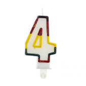 Glitter candle with digit "4"