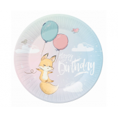 Paper plates Happy Birthday collection - Fox, 300gsm, 23 cm, 6 pcs.