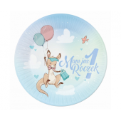 Paper plates 1st Birthday collection - Kangaroo, 300 gsm, 23 cm, 6 pcs.
