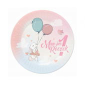 Paper plates 1st Birthday collection - Rabbit, 300 gsm, 23 cm, 6 pcs.