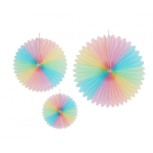 Papīra ventilators, daudzkrāsains, 3 gab (20,30, 40 cm)