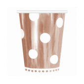 Paper cups B&C Polka dots, rose gold, 266 ml, 6 pcs