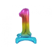 B&C foil balloon Standing digit 1, rainbow, 38 cm