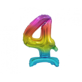 B&C foil balloon Standing digit 4, rainbow, 38 cm