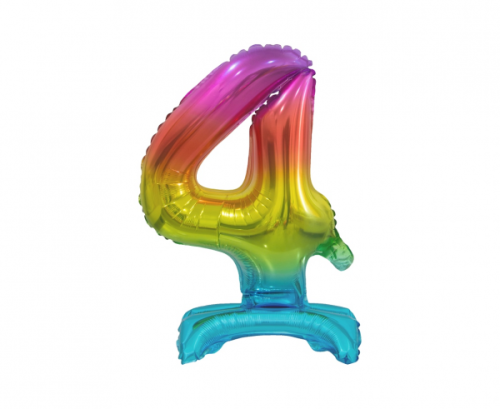 B&C foil balloon Standing digit 4, rainbow, 38 cm