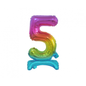 B&C foil balloon Standing digit 5, rainbow, 38 cm