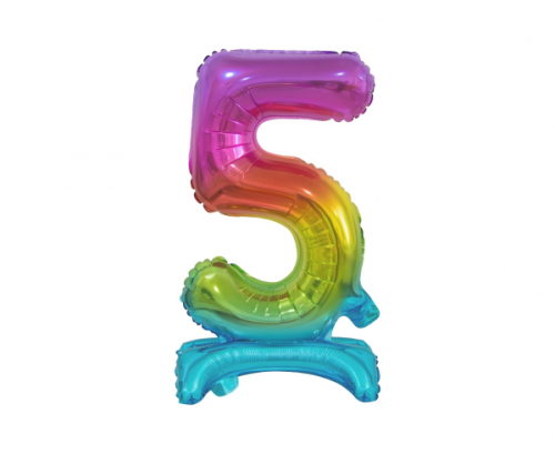 B&C foil balloon Standing digit 5, rainbow, 38 cm