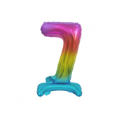B&C foil balloon Standing digit 7, rainbow, 38 cm