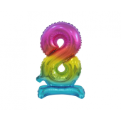 B&C foil balloon Standing digit 8, rainbow, 38 cm