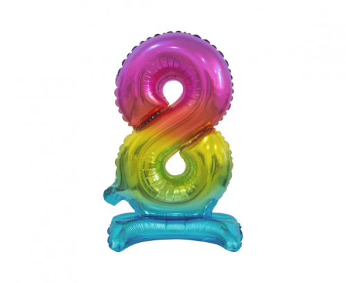 B&C foil balloon Standing digit 8, rainbow, 38 cm