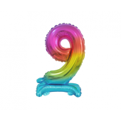 B&amp;C folijas balons Stāvošais cipars 9, varavīksne, 38 cm
