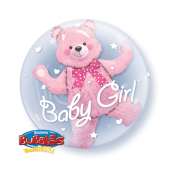 Folija balons 24&quot; QL Bubble dubultā &quot;Lācītis balonā Baby Girl&quot;