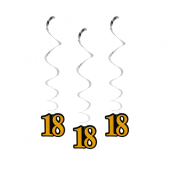 Swirl decoration 18, black and gold, 14 cm, 3 pcs