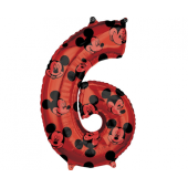 Folija balona cipars 6 Minnie Mouse, sarkans, 66 cm