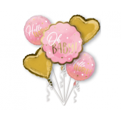 Balloon bouquet Baby Girl, pink, 5 pcs