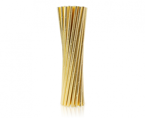 Paper drinking straws, plain gold, 6x197mm / 24 pcs