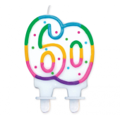 Dzimšanas dienas svece ar punktiem &quot;60&quot;, 8 cm