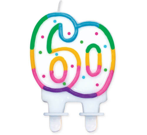 Dzimšanas dienas svece ar punktiem &quot;60&quot;, 8 cm