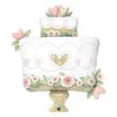Folijas balons 41 collas QL SHP &quot;GOLD WEDDiNG CAKE&quot;