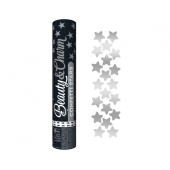 Confetti cannon Silver Stars, 30 cm
