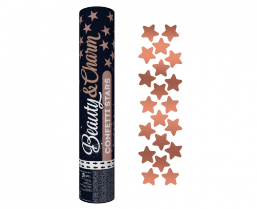 Confetti cannon Rose Gold Stars, 30 cm