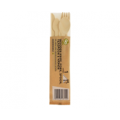 Eco-friendly collection - wooden knife, fork, spoon & tea spoon with napkin, 1 set