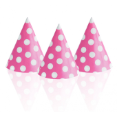 Papīra cepures Polka Dots, rozā / 100 gab.
