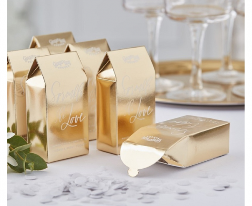 Confetti in gold biodegradable boxes Gold Wedding, white,7 g