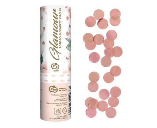 Confetti Cannon Glamour, rose gold metallic foil circles,15 cm