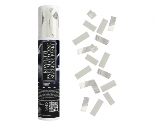 Confetti Cannon - silver stripes / 20 cm