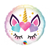 Foil balloon 18" QL RND Unicorn Eyelashes