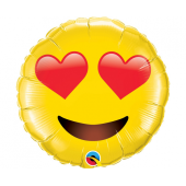Folija balons 28 collu QL SHP Smiley Face ar sirds acīm