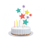Cake topper set (4 x candles, 4 x picks 18 cm, 3 x picks 13 cm)