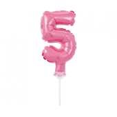 Folijas balons ar nūju 5&quot; DIGIT 5, rozā