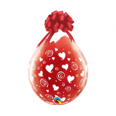 Balloon QL 18 inches Stuff Hearts and Swirls white, crystal transparent / 25 pcs.