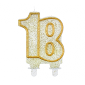 Dzimšanas dienas sveces cipars &quot;18&quot;, zelta mūsu līnija